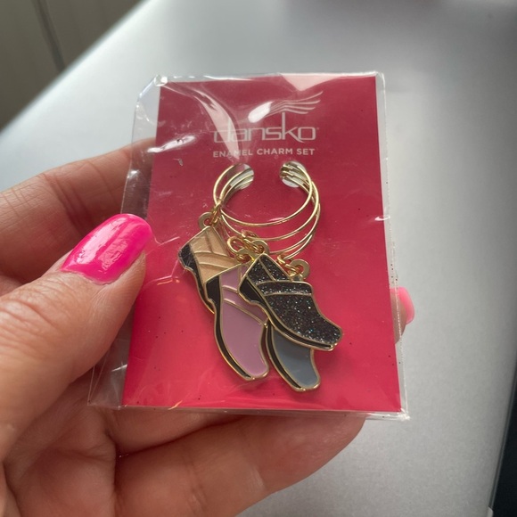 Dansko Enamel Shoe Charm Set in Gold, Black Glitter, Pink, and Blue - Picture 3 of 3